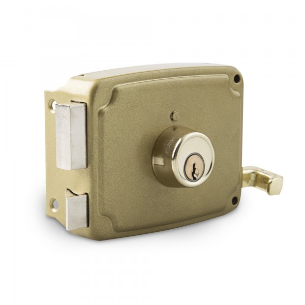 Cerradura t/ucem dorada 120mm.der.serr.