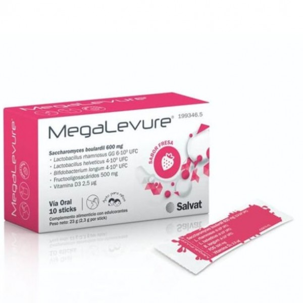 Megalevure Probiótico Sabor Fresa 10 Sticks