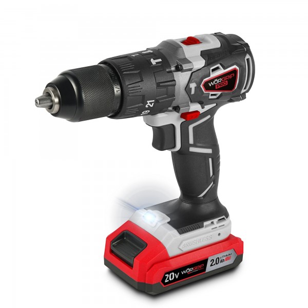 Taladro percut.worgrip  20v. 2.0ah.brush