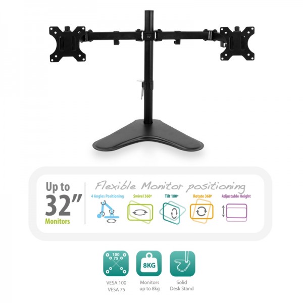 Ewent ew1536 soporte sobremesa 2xmonitores 32" ves