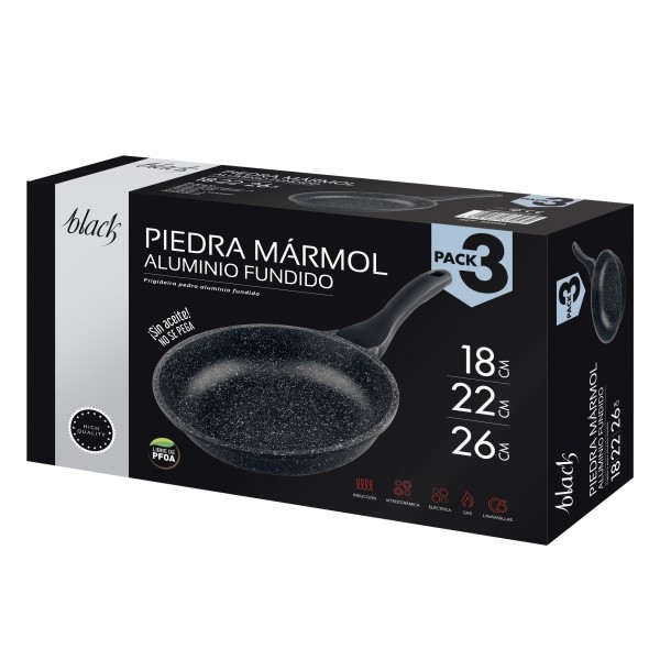 Sarten al. black piedra set3 18-22-26