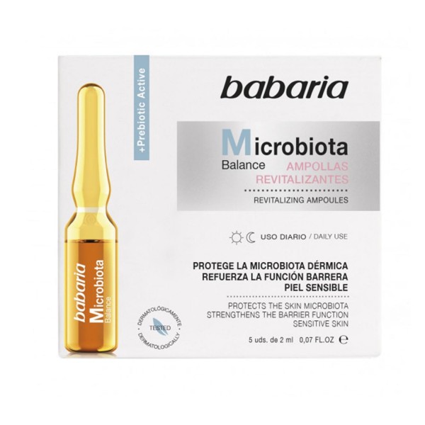 Babaria microbiota balance tratamiento ampollas revitalizantes piel sensible uso diario 5un