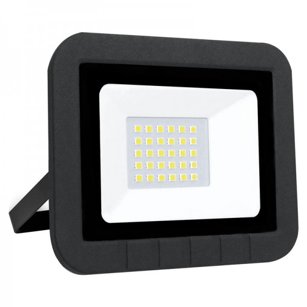 Proyector led plano negro   20w.calida