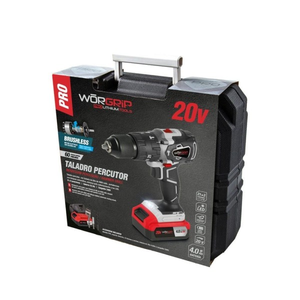 Taladro percut.worgrip  20v. 4.0ah.brush