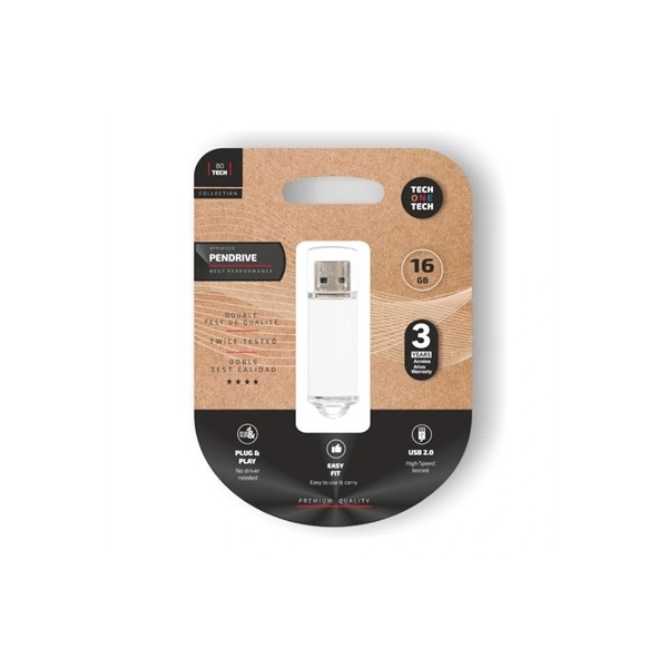 Tech one tech basic pendrive 16gb usb 2.0 blanco