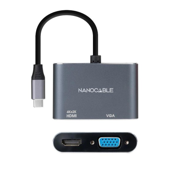 Nanocable conversor usb-c/m a hdmi-vga/h 15 cm