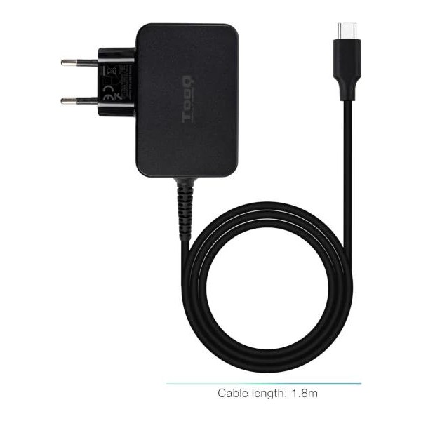 Tooq cargador portátil gan usb-c pd 45w negro