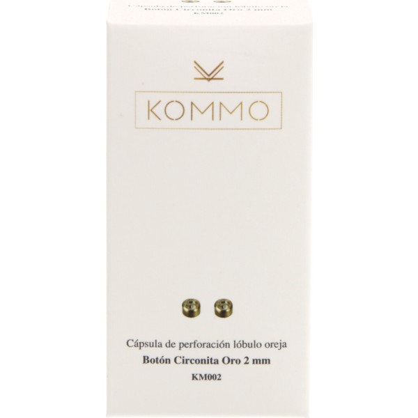 Kommo Pendiente Baño Oro 24k Botón Circonita Oro 2 mm