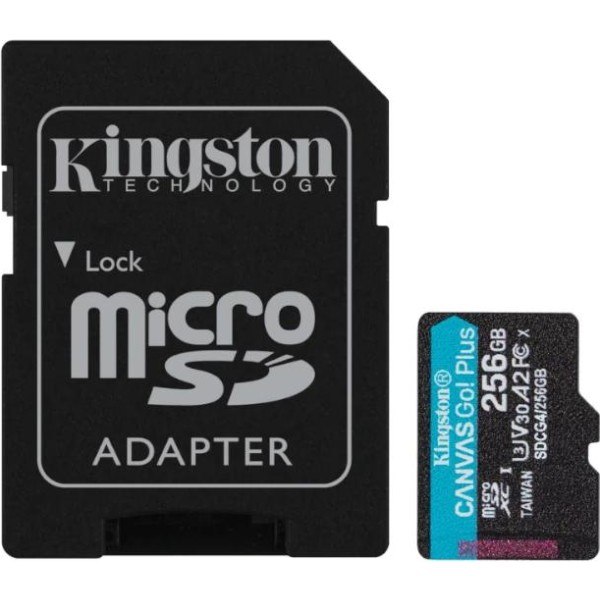 Kingston microsd canvas go! plus 4 256gb 200 mb-s