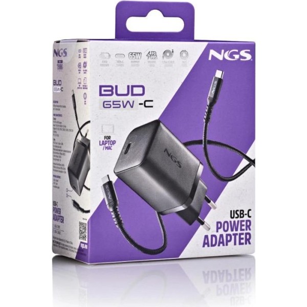 Ngs cargador gan ultrarap 65w usb-c con cabl