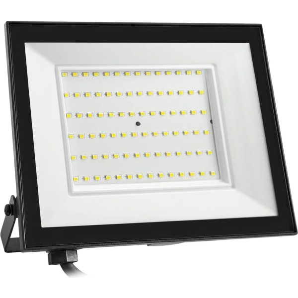 Proyector led plano negro   75w.calida