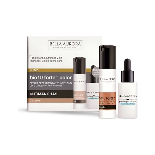 Bella aurora serum antimanchas con color + peeling exfoliante REGALO