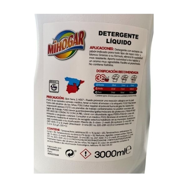 Detergente Mihogar Ropa Color 38 Dosis - Protección Cromática