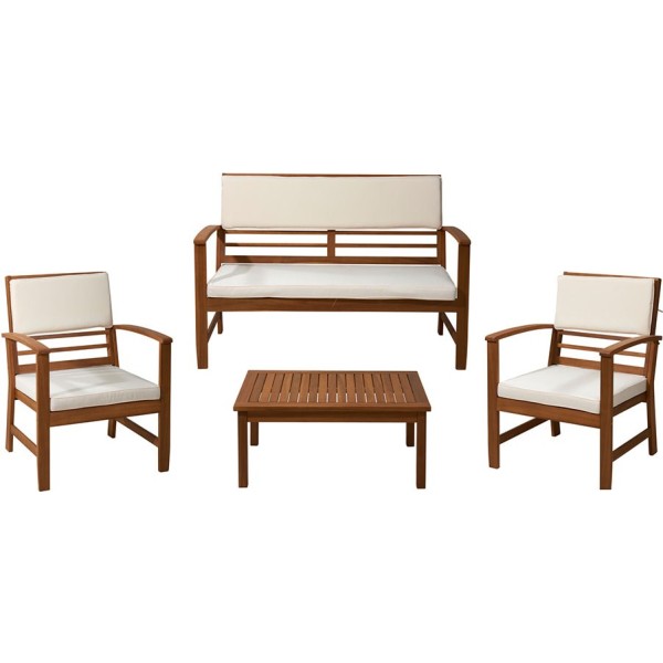 Conjunto de jardín madera de acacia, 4 piezas