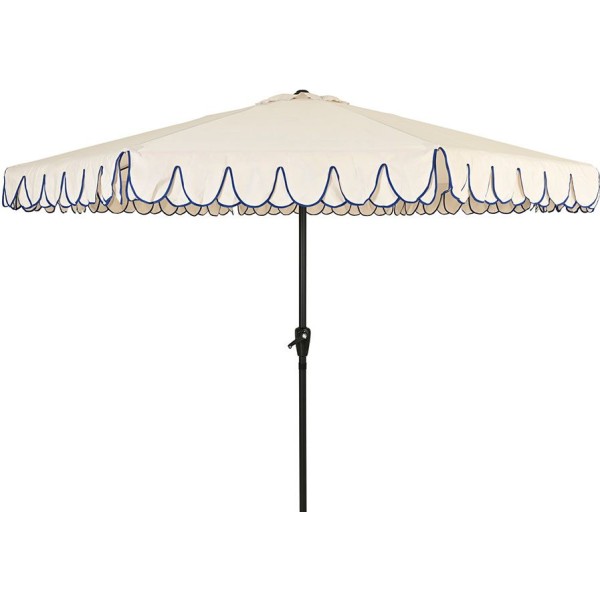 Parasol para jardín, beige con ribete azul, ø270 x 235 cm